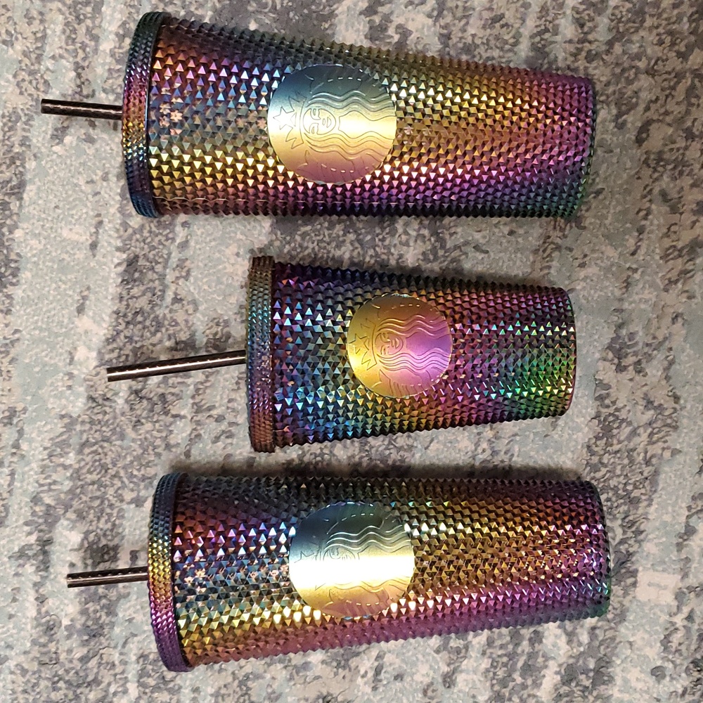 Starbucks Tumbler Set Lot 3 NEW Oil Slick Halographic